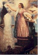 Lord Frederic Leighton A Girl Feeding Peacocks oil